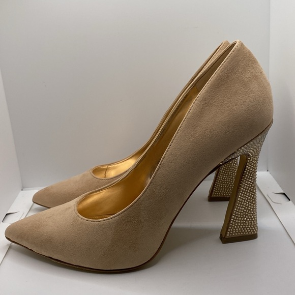 Nine West Tunips Woman’s Heels Barely Nude Rhinestone Detailing Size 10M - Picture 5 of 15